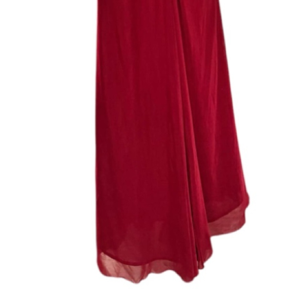 Elegant wine red Lace Evening dress NWT SIZE 8 pit to pit 14in length 48in - Picture 6 of 7